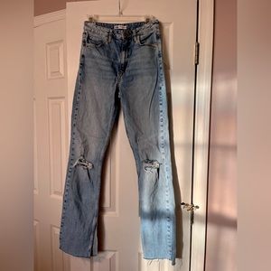 Zara split hem straight leg jeans